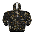 Black Kingpin Logo Pattern Hoodie | Money, Chains, Caps All-Over Print