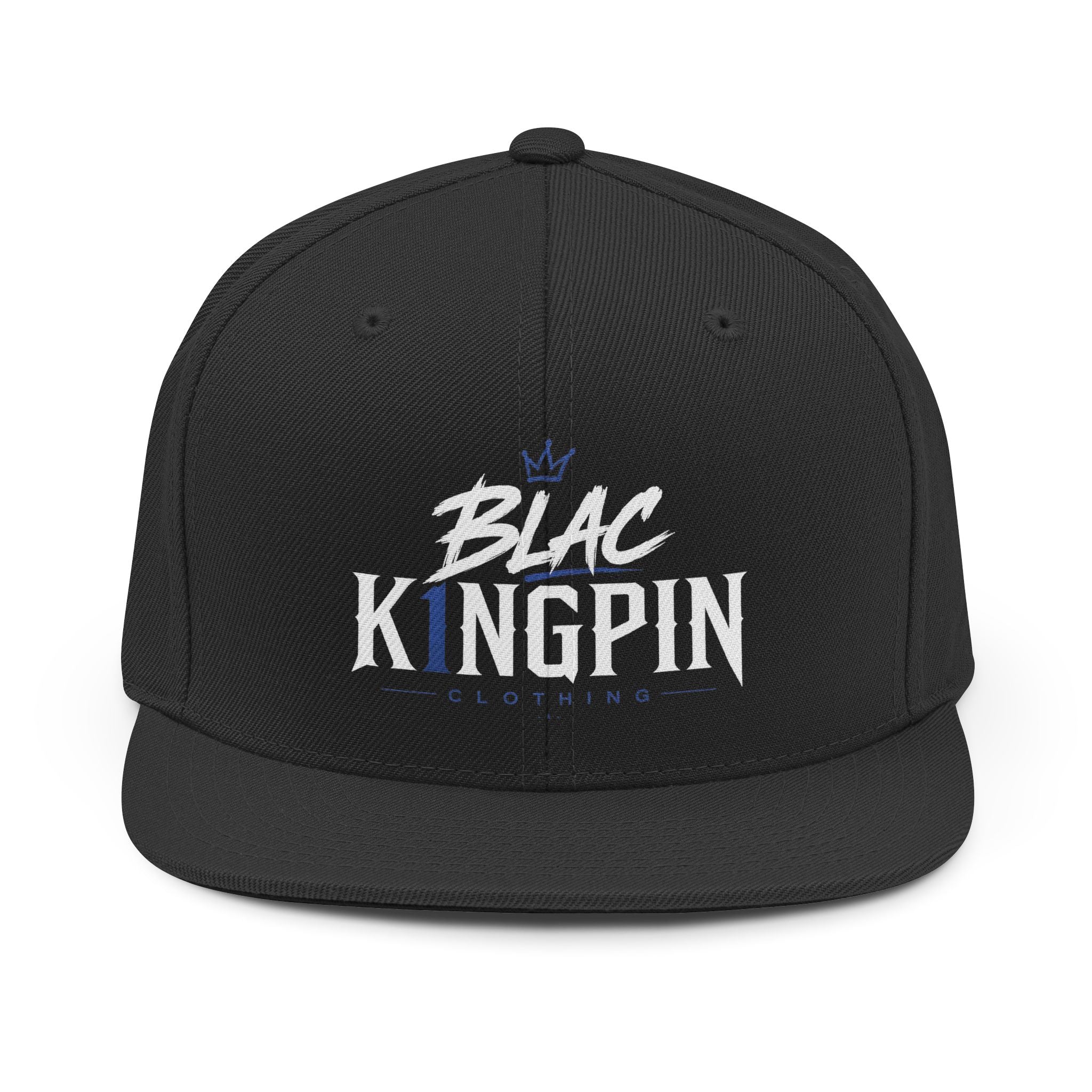 Blac Kingpin logo Snapback Hat | Streetwear crown embroidery