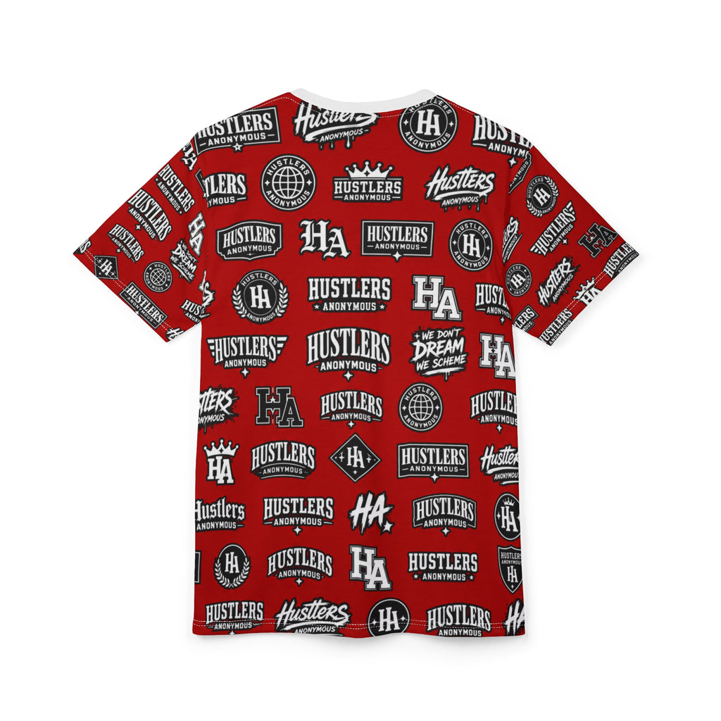 Hustlers Logo Pattern Tee | All-Over Print Cut & Sew Tee