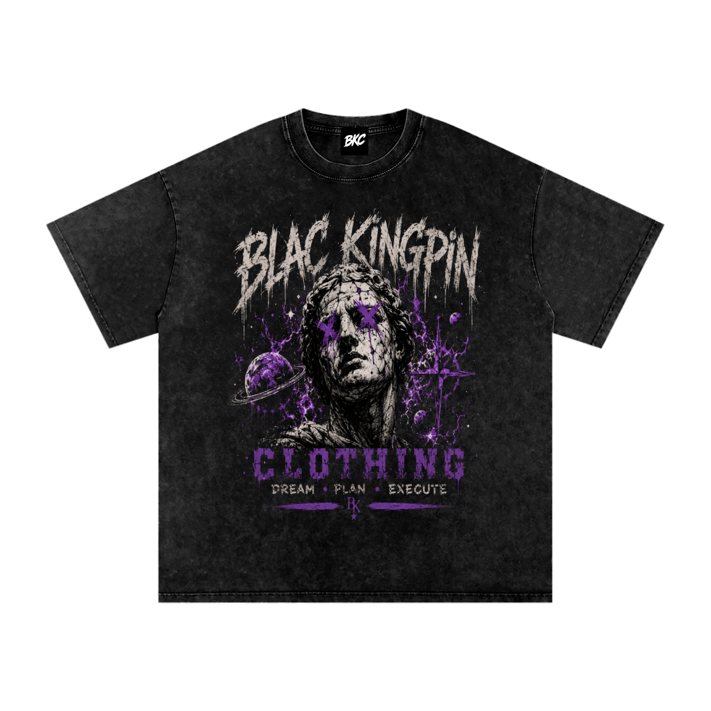 Blac K1ngpin Purple Statue Vintage Wash Oversized T-Shirt