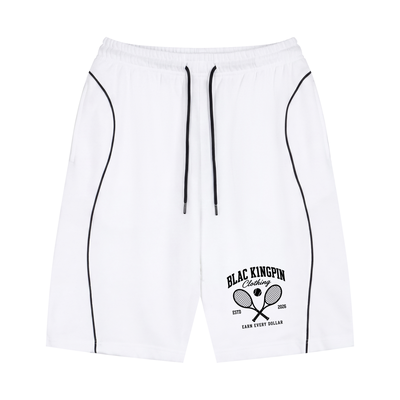 Unisex Piping Drawstring Shorts