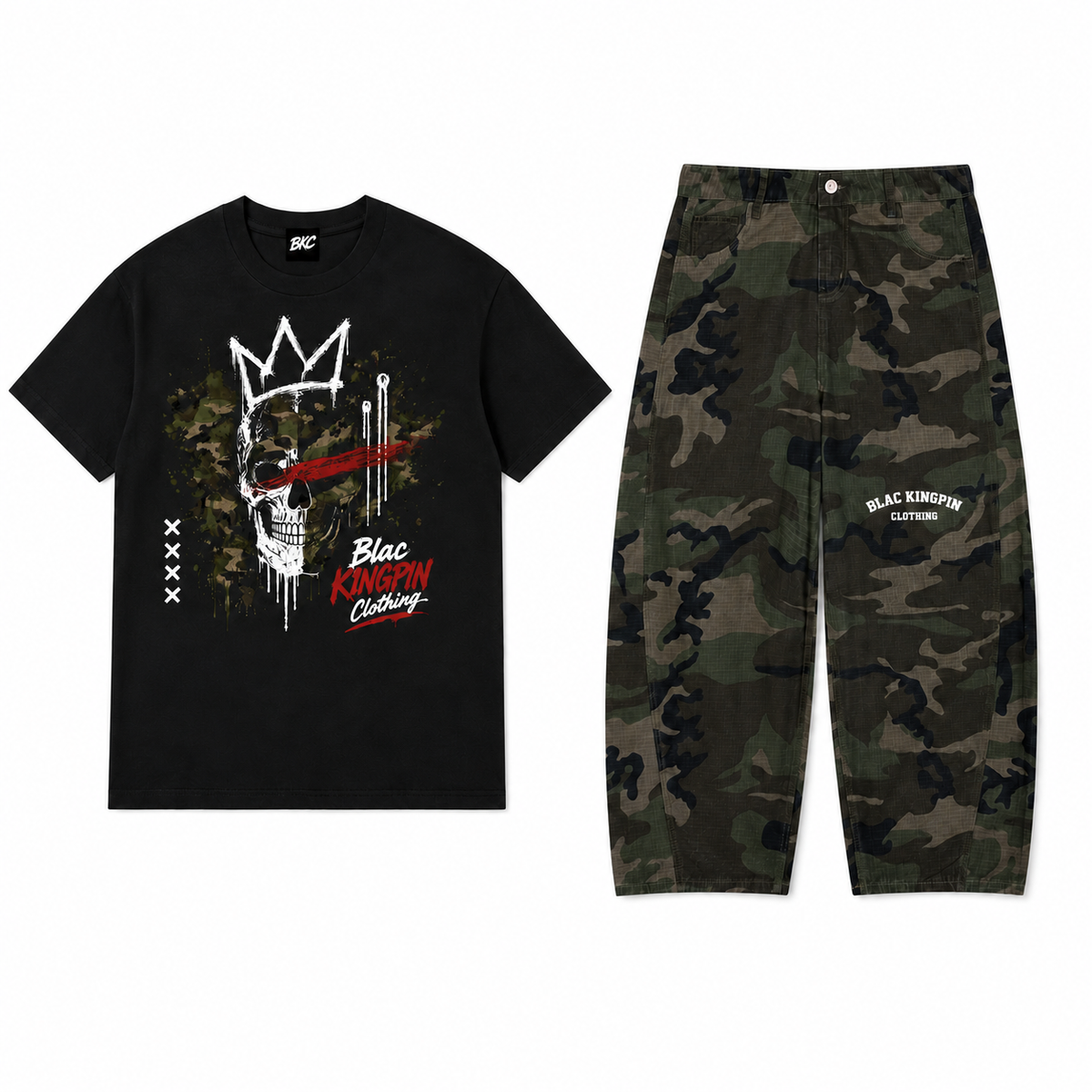 Blac K1ngpin Clothing Camo Skull Set
