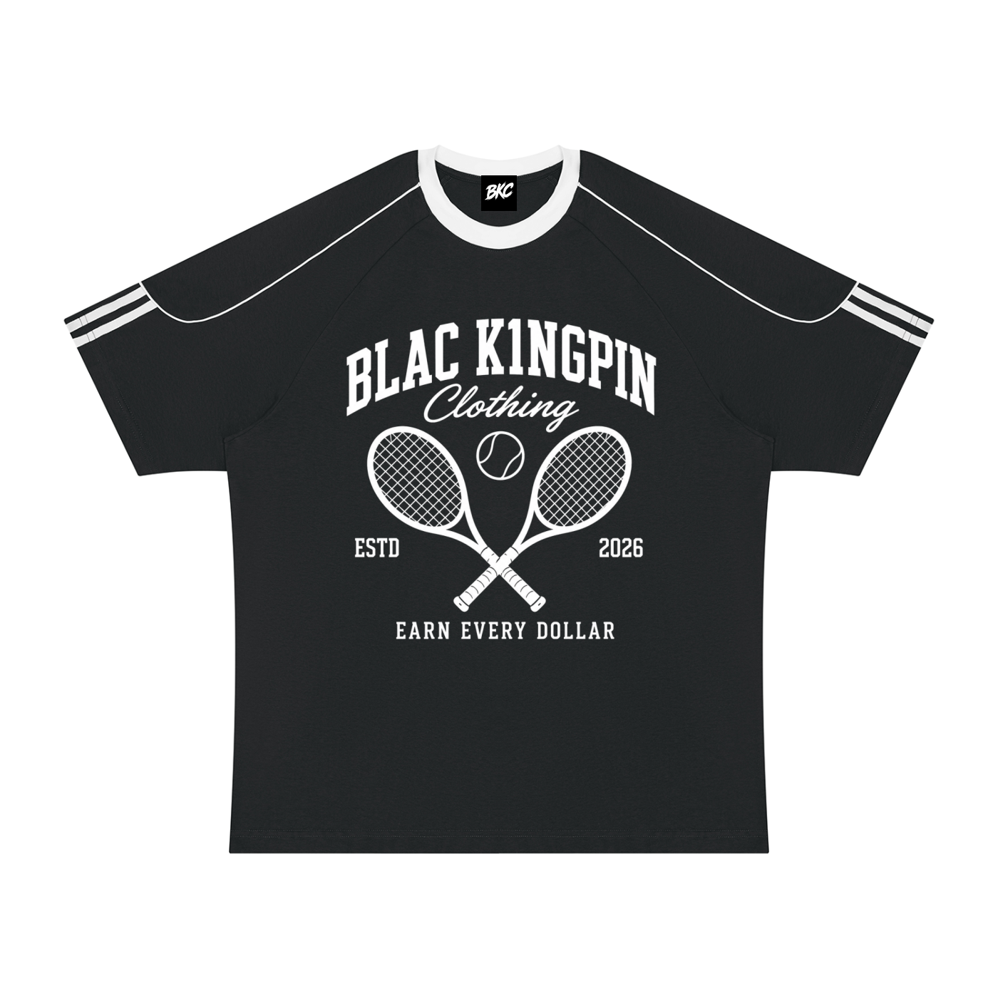 Blac K1ngpin Tennis Club Raglan Tee