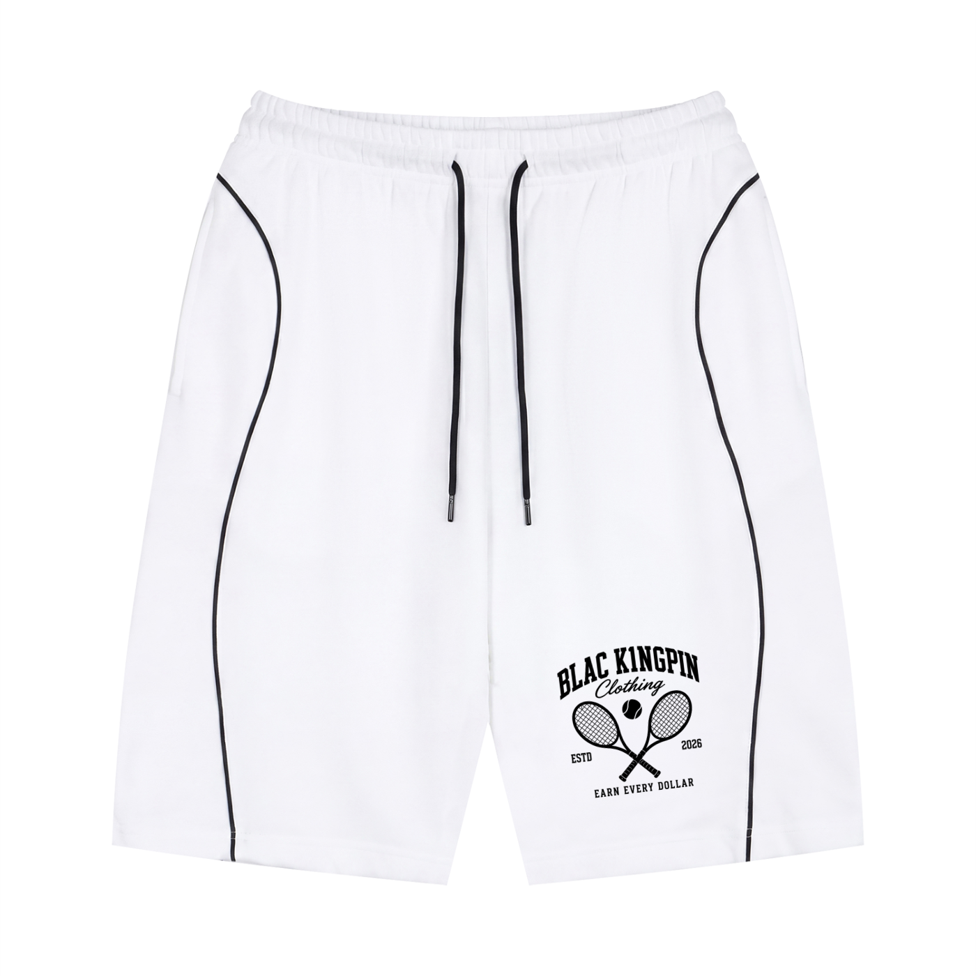 Unisex Piping Drawstring Shorts