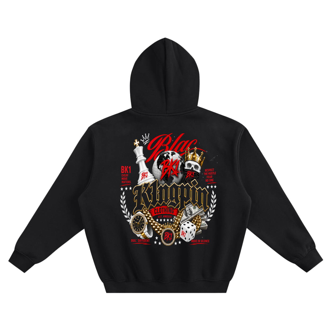 Blac K1ngpin BK Signature K Graphic Pullover Hoodie