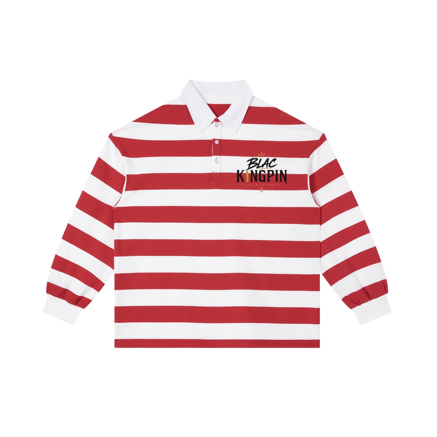 Blac K1ngpin Signature Striped Rugby Polo